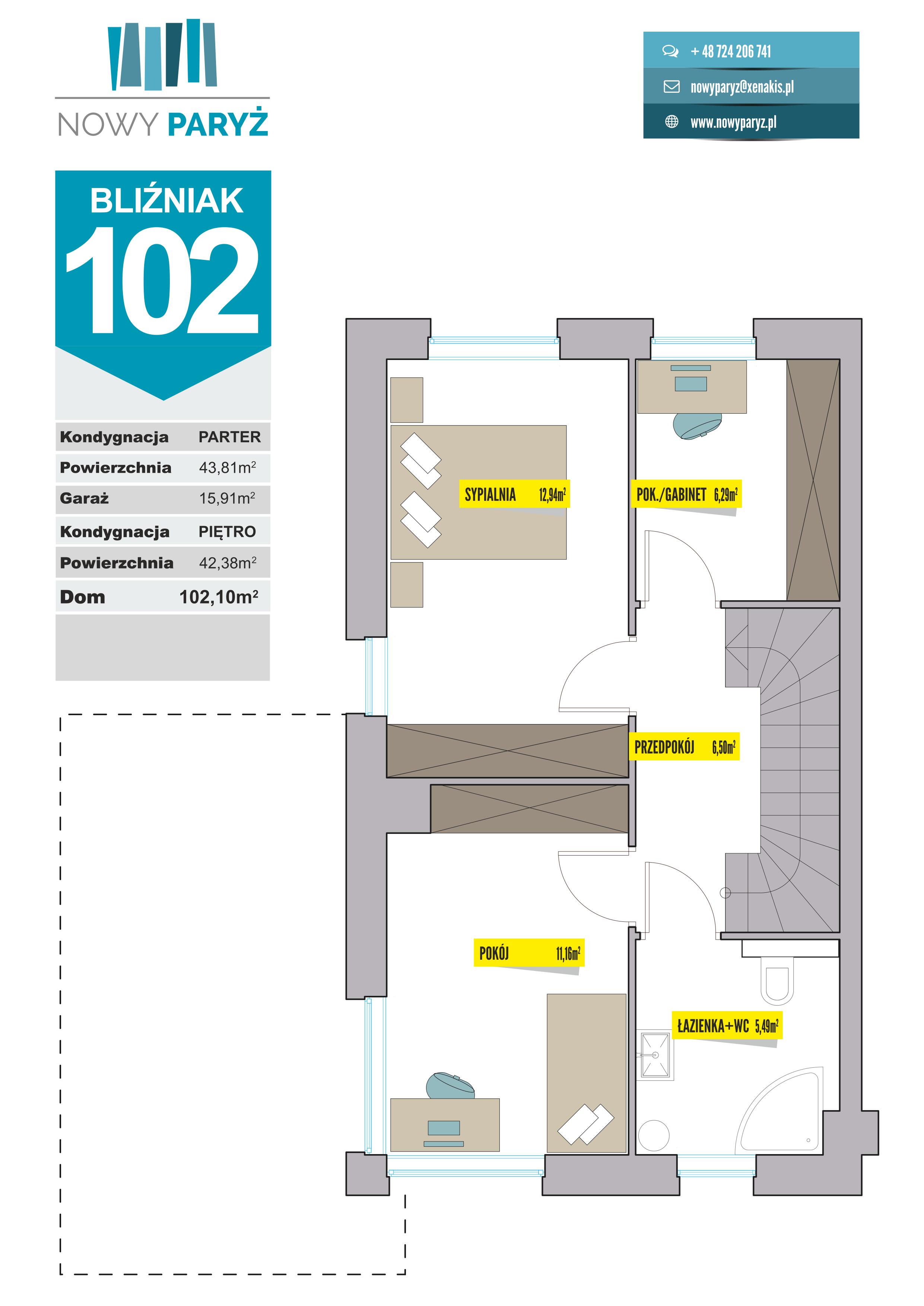 Bliźniak 102 m2 - Piętro I